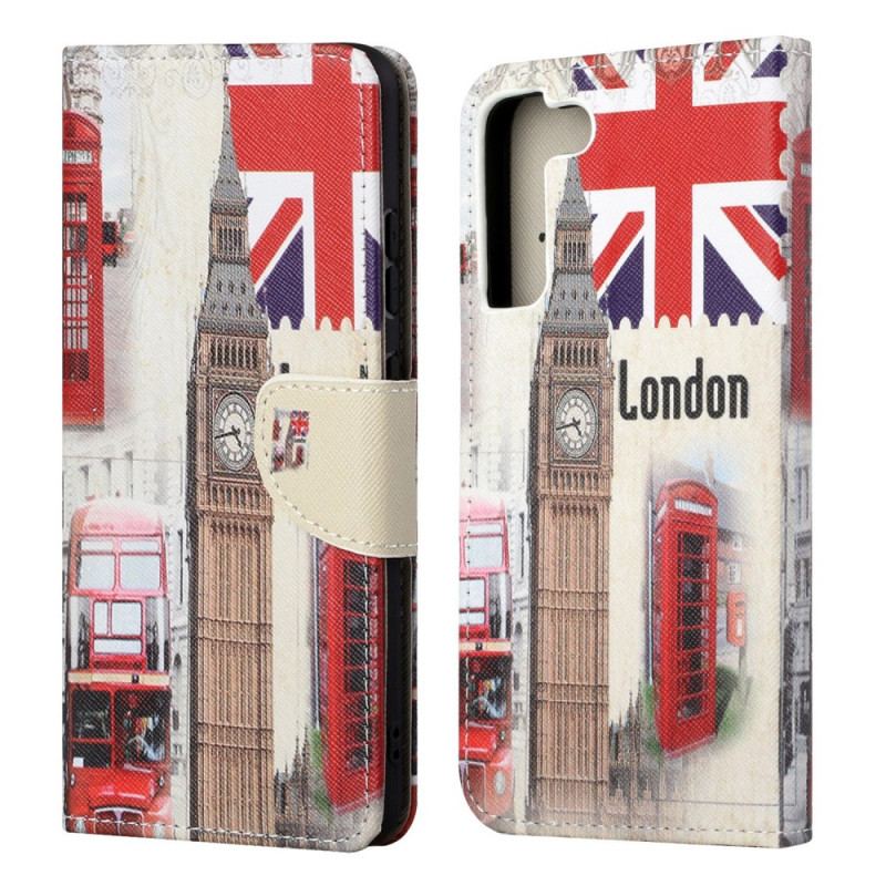 Capa Flip Para Samsung Galaxy S22 Ultra 5G Vida Em Londres