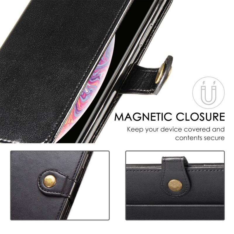 Capa Folio Para Samsung Galaxy S22 Ultra 5G Couro Falso E Fecho Vintage