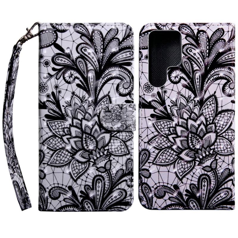 Capa Folio Para Samsung Galaxy S22 Ultra 5G Renda Chique