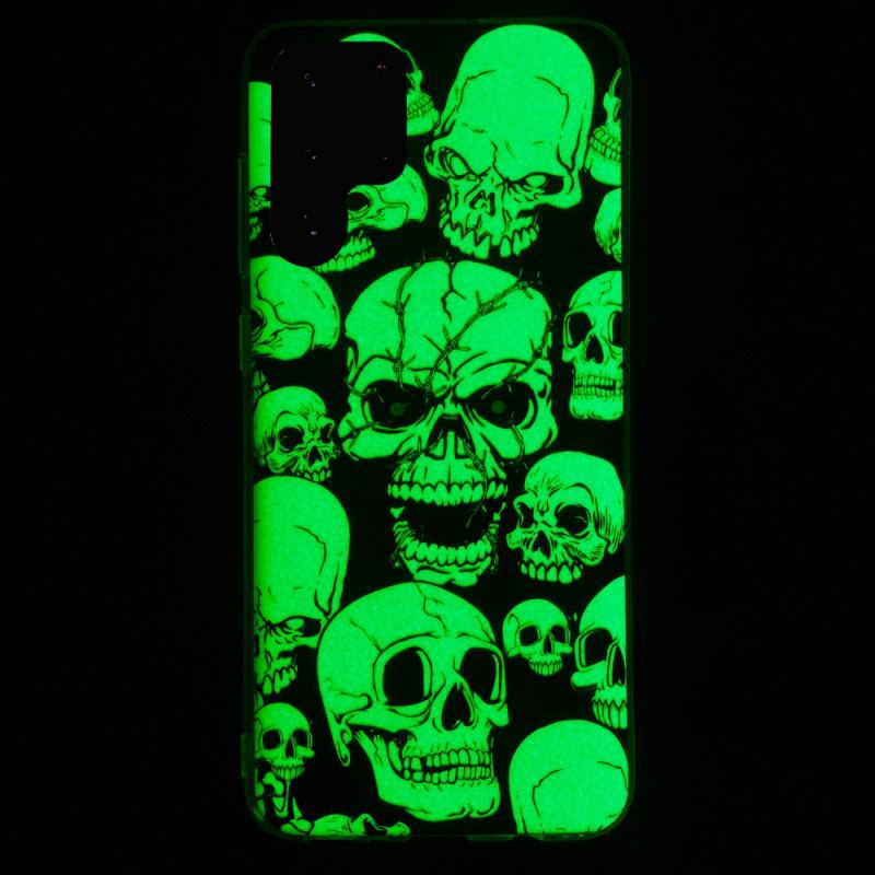 Capa Para Samsung Galaxy S22 Ultra 5G Cuidado Crânios Fluorescentes