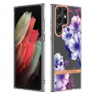 Capa Para Samsung Galaxy S22 Ultra 5G Flores Viva A Vida Que Você Ama