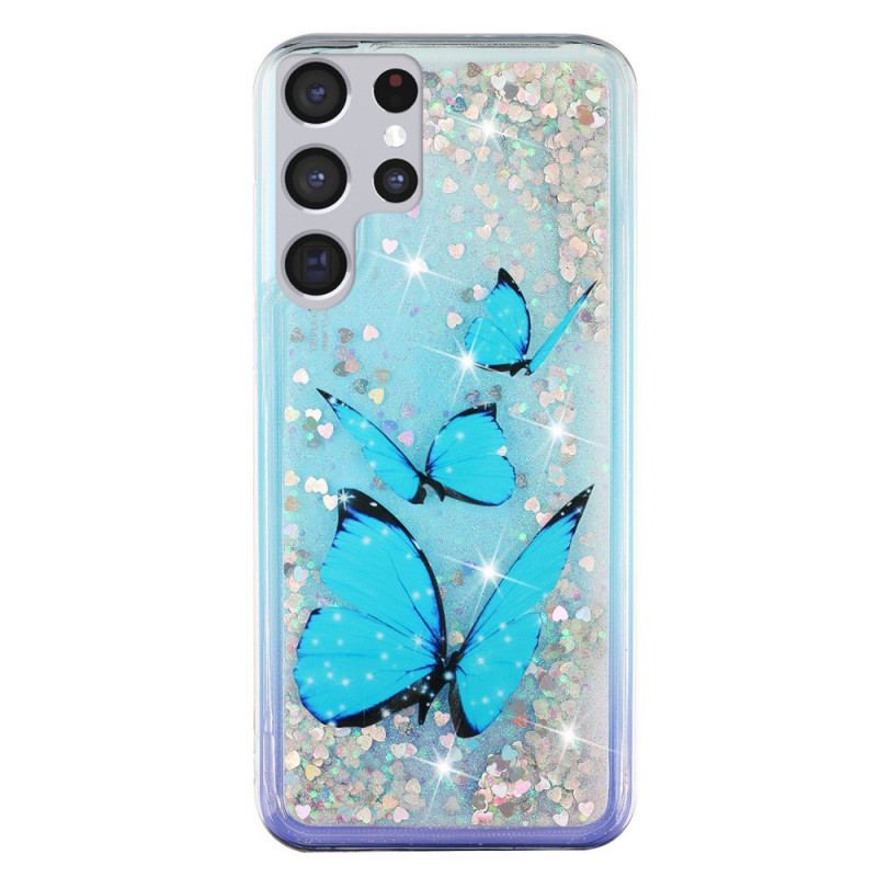 Capa Para Samsung Galaxy S22 Ultra 5G Lantejoulas Borboletas