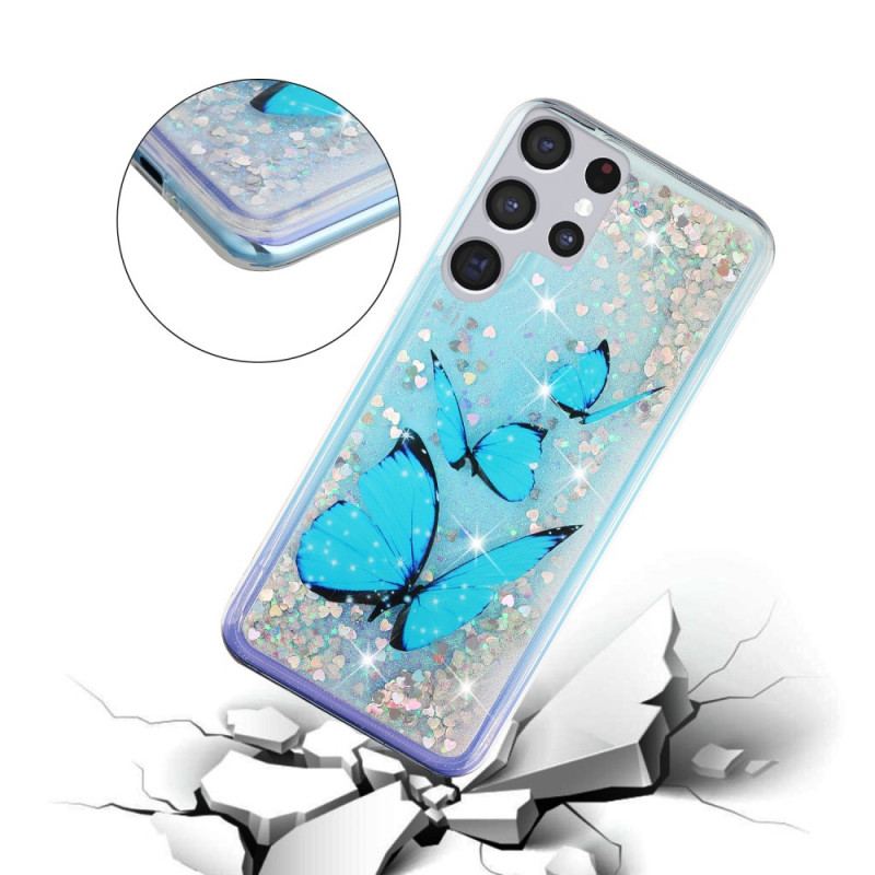 Capa Para Samsung Galaxy S22 Ultra 5G Lantejoulas Borboletas