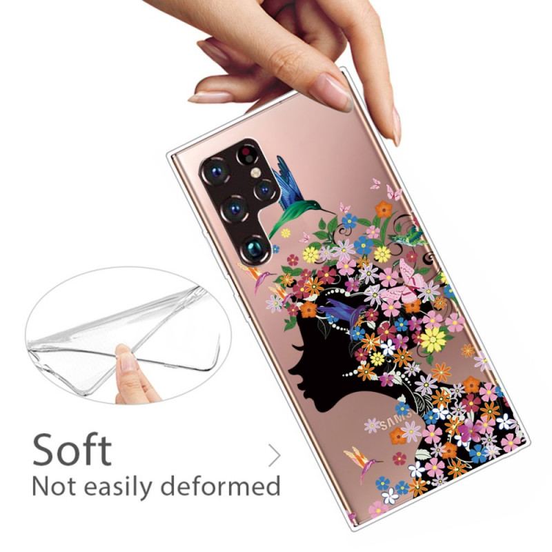Capa Para Samsung Galaxy S22 Ultra 5G Linda Cabeça De Flor