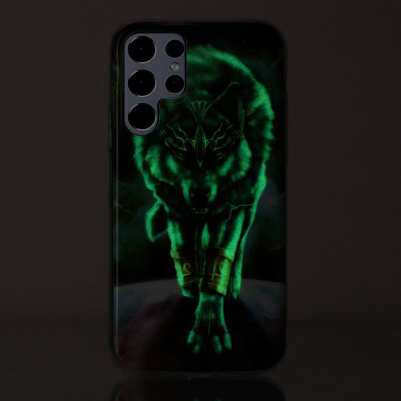 Capa Para Samsung Galaxy S22 Ultra 5G Lobo Fluorescente