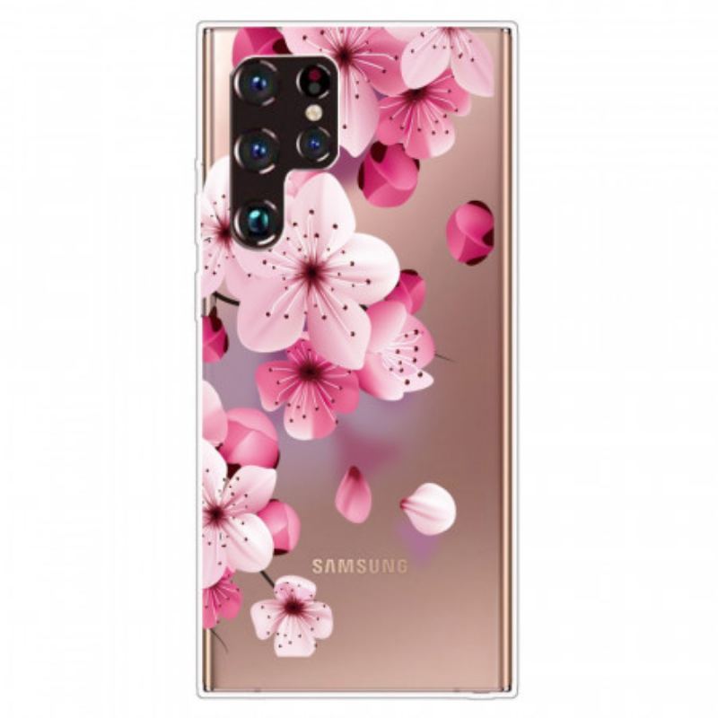 Capa Para Samsung Galaxy S22 Ultra 5G Pequenas Flores Cor De Rosa