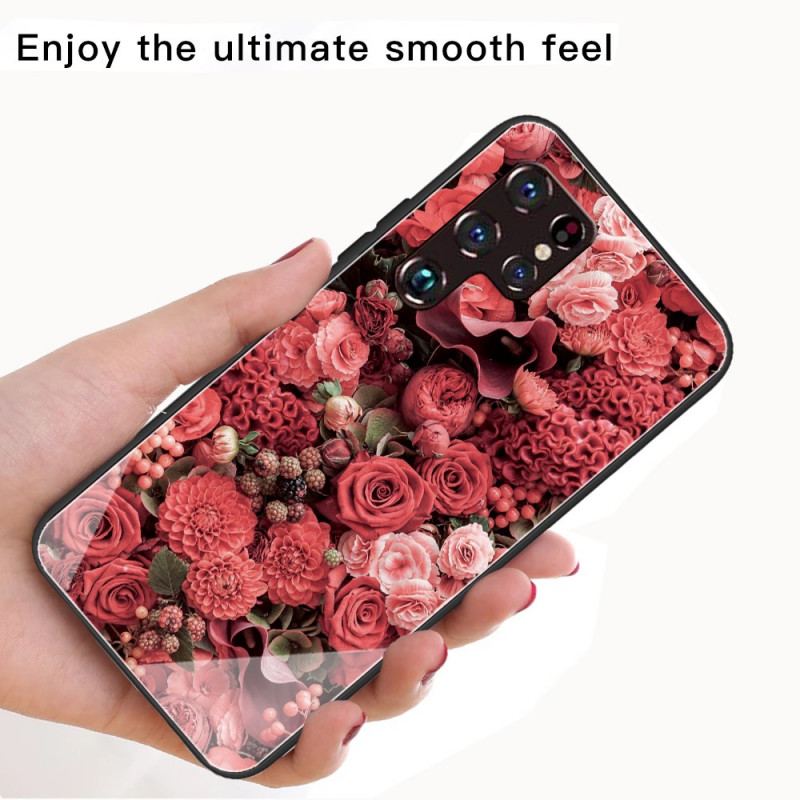 Capa Para Samsung Galaxy S22 Ultra 5G Rose Flowers Vidro Temperado