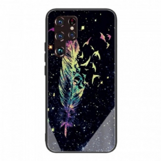 Capa Para Samsung Galaxy S22 Ultra 5G Vidro Temperado De Penas
