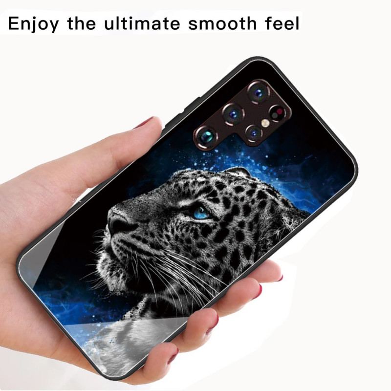 Capa Para Samsung Galaxy S22 Ultra 5G Vidro Temperado De Rosto Felino