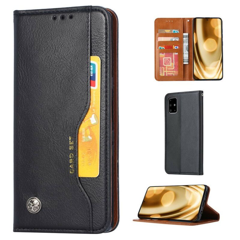 Capa De Celular Para Samsung Galaxy M51 Flip Titular De Cartão De Couro Sintético