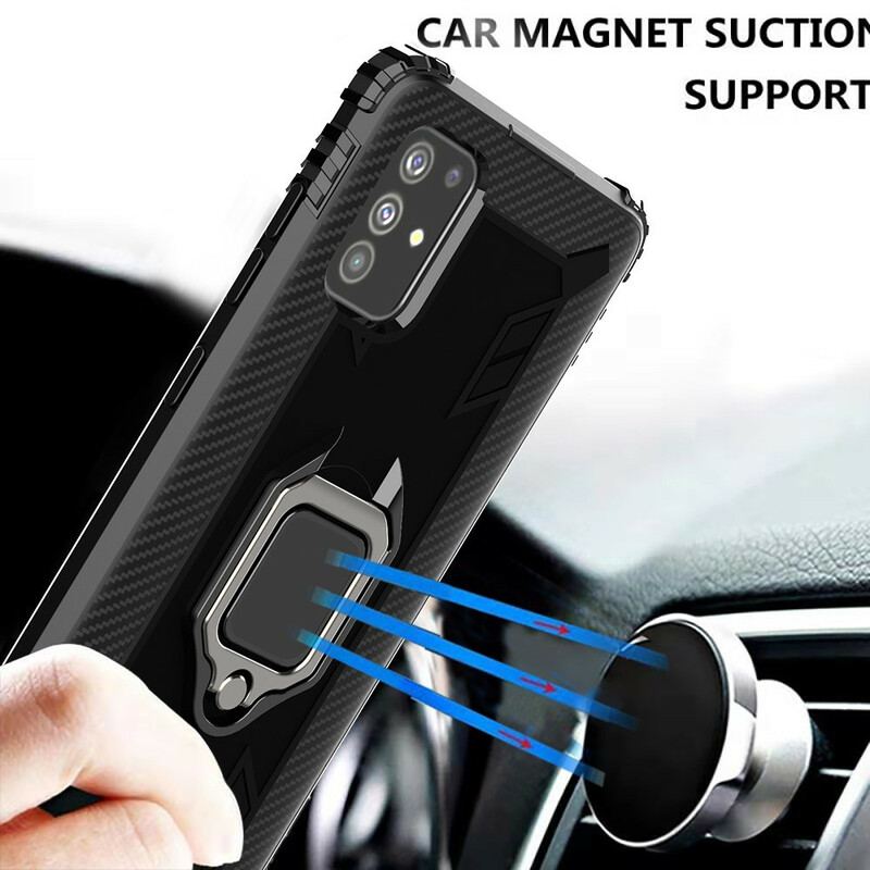 Capa Para Samsung Galaxy M51 Anel E Fibra De Carbono