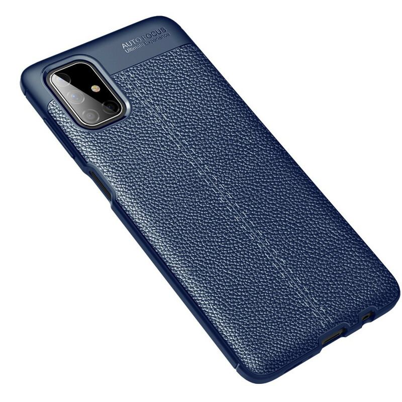 Capa Para Samsung Galaxy M51 Linha Dupla Efeito Couro Litchi