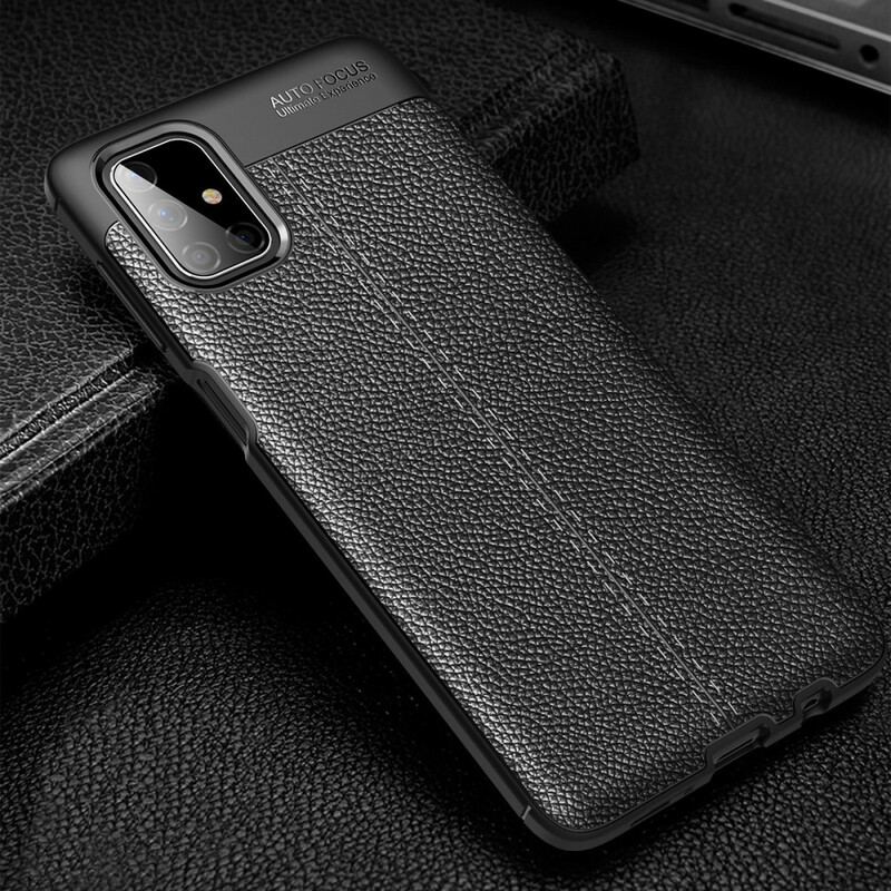 Capa Para Samsung Galaxy M51 Linha Dupla Efeito Couro Litchi