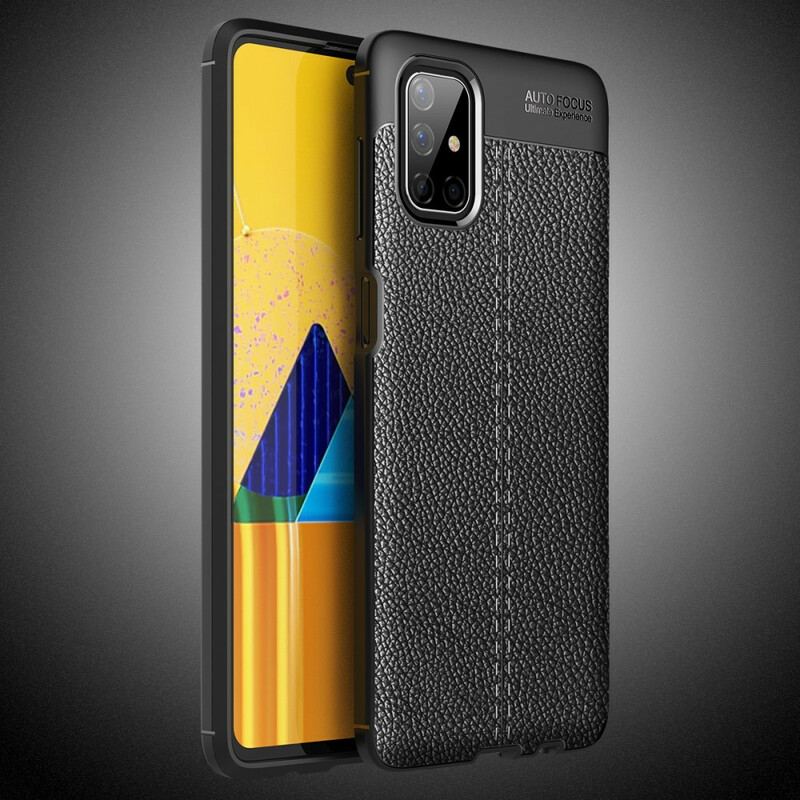 Capa Para Samsung Galaxy M51 Linha Dupla Efeito Couro Litchi