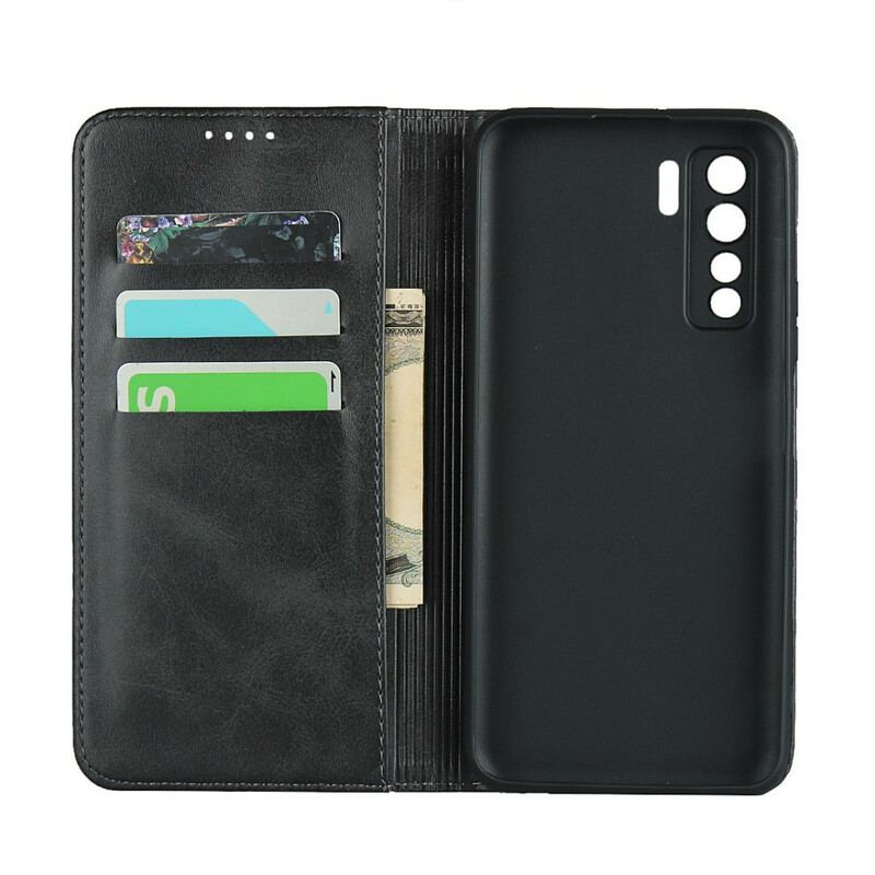 Capa De Celular Para Huawei P40 Lite 5G Flip Couro Legitimo