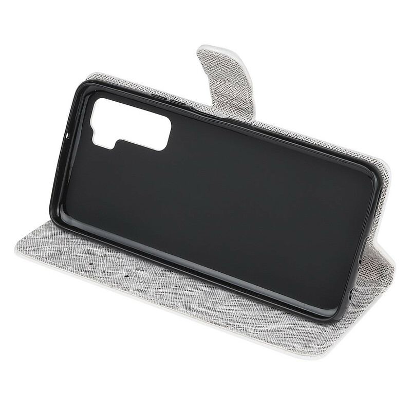 Capa De Couro Para Huawei P40 Lite 5G De Cordão Pena Com Cordão