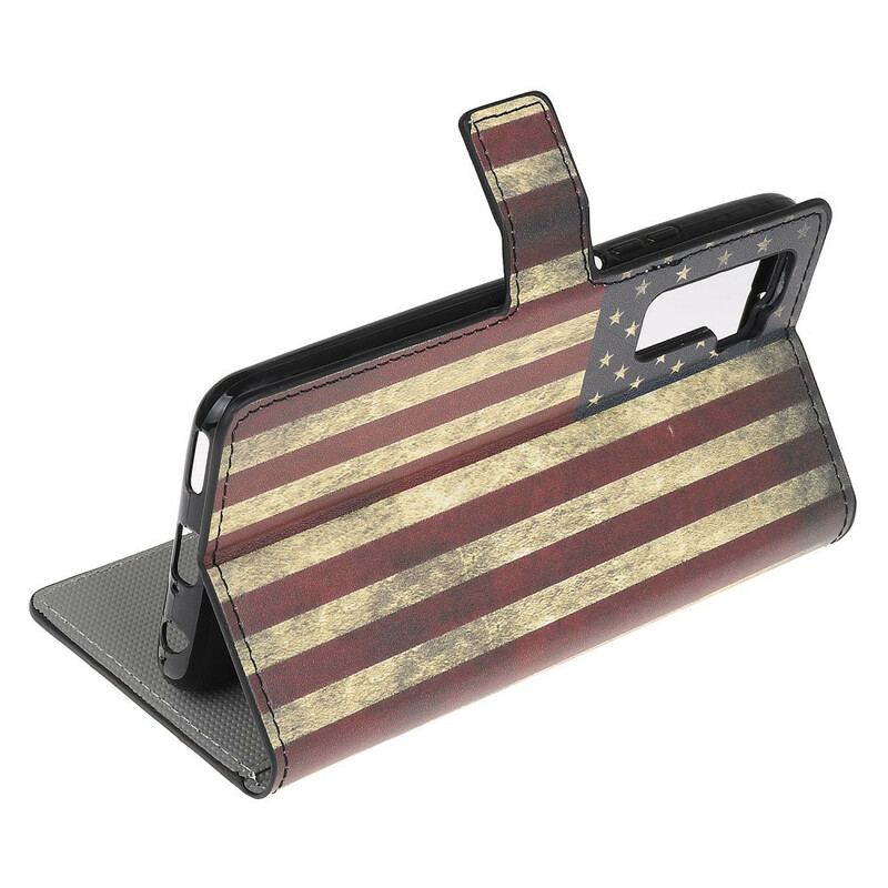 Capa Em Pele Para Huawei P40 Lite 5G Bandeira Americana