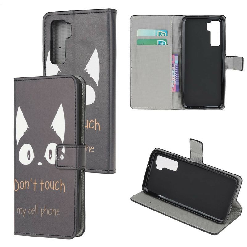 Capa Em Pele Para Huawei P40 Lite 5G Não Toque No Meu Celular