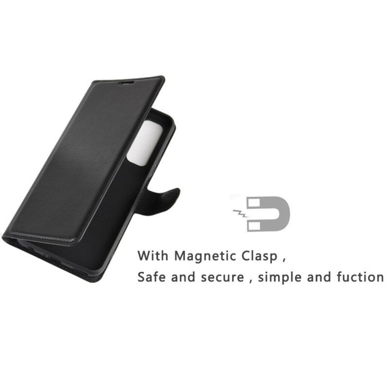 Capa Flip Para Huawei P40 Lite 5G Couro Sintético De Lichia Clássico