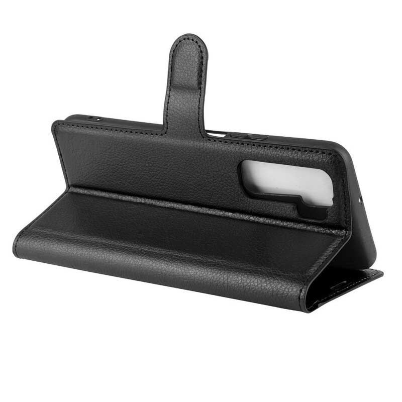 Capa Flip Para Huawei P40 Lite 5G Couro Sintético De Lichia Clássico