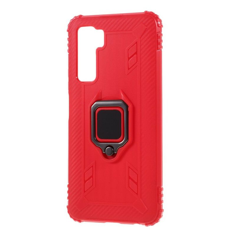 Capa Para Huawei P40 Lite 5G Anel E Fibra De Carbono