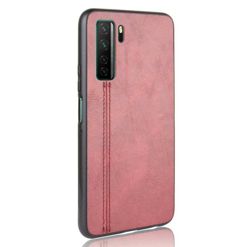 Capa Para Huawei P40 Lite 5G Costura De Couro Estilo