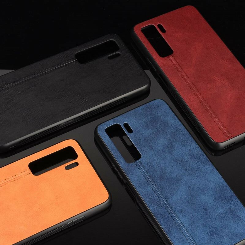 Capa Para Huawei P40 Lite 5G Costura De Couro Estilo