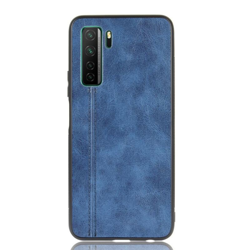 Capa Para Huawei P40 Lite 5G Costura De Couro Estilo