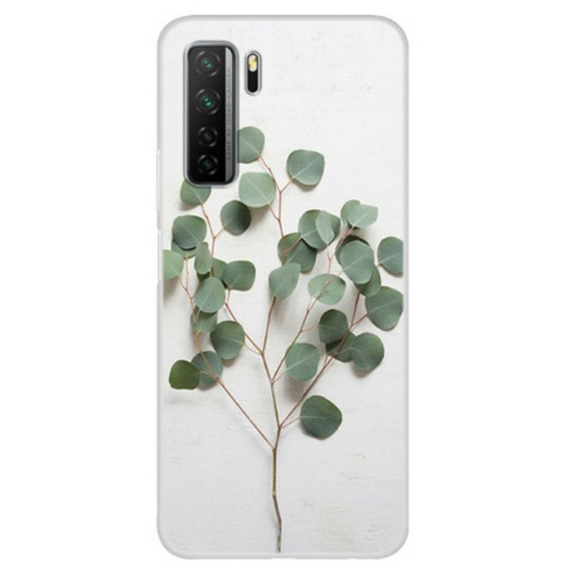 Capa Para Huawei P40 Lite 5G Folhas Realistas Transparentes