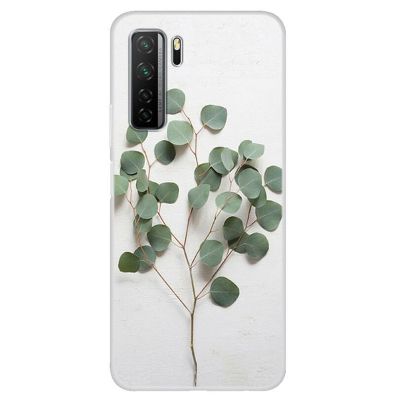 Capa Para Huawei P40 Lite 5G Folhas Realistas Transparentes