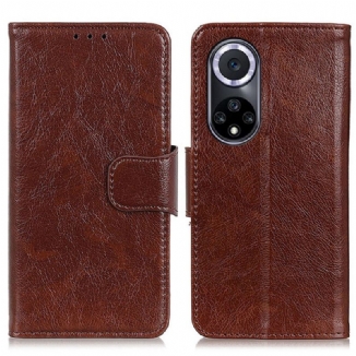 Capa Folio Para Huawei Nova 9 Couro Napa Rachado