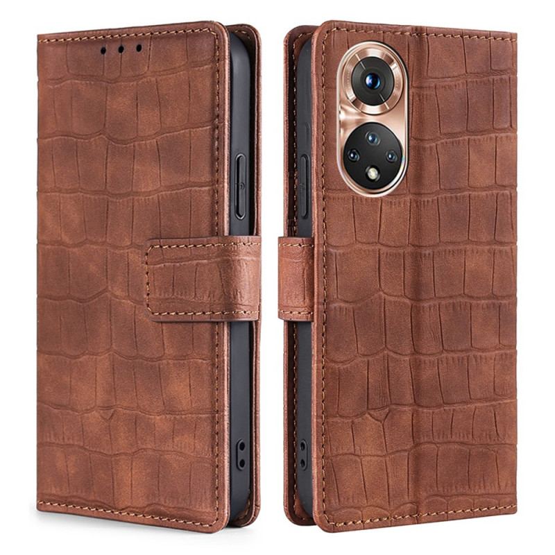 Capa Folio Para Huawei Nova 9 Crocodilo Com Toque De Pele