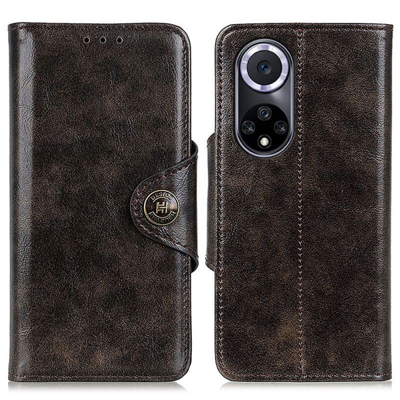 Capa Folio Para Huawei Nova 9 Imitação De Couro Brilhante Khazneh