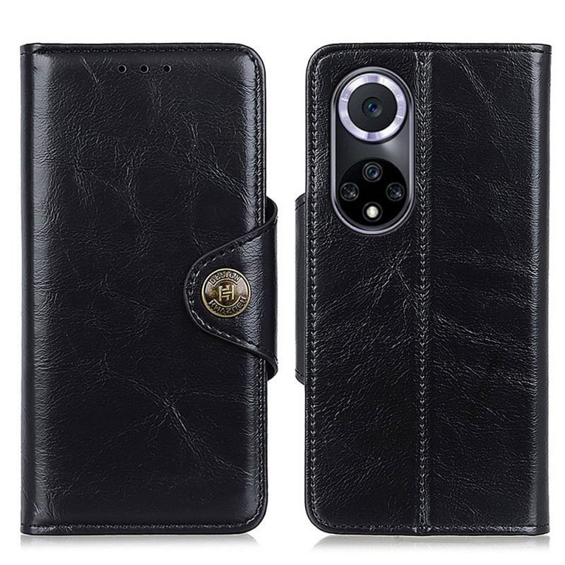 Capa Folio Para Huawei Nova 9 Imitação De Couro Brilhante Khazneh