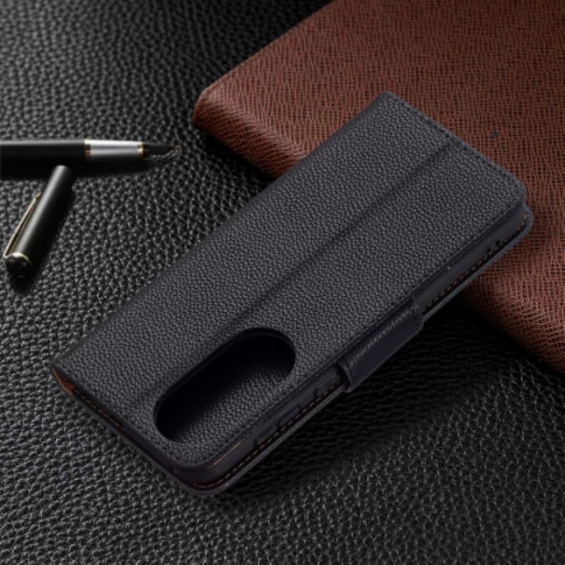 Capa Flip Para Huawei P50 De Couro Lichia Rabat Oblíqua