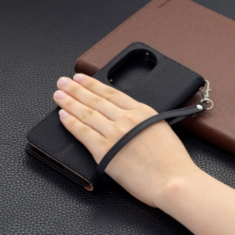 Capa Flip Para Huawei P50 De Couro Lichia Rabat Oblíqua