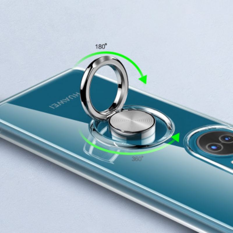 Capa Para Huawei P50 Anel De Metal Simples Transparente