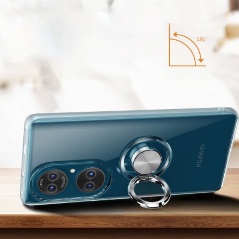 Capa Para Huawei P50 Anel De Metal Simples Transparente