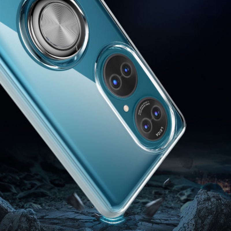 Capa Para Huawei P50 Anel De Metal Simples Transparente