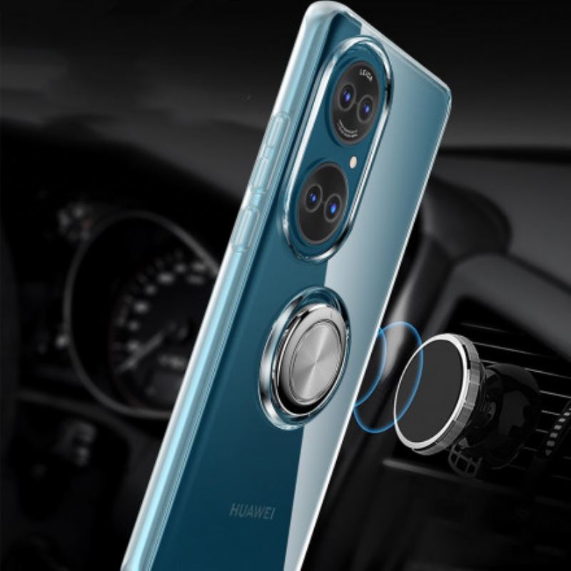 Capa Para Huawei P50 Anel De Metal Simples Transparente