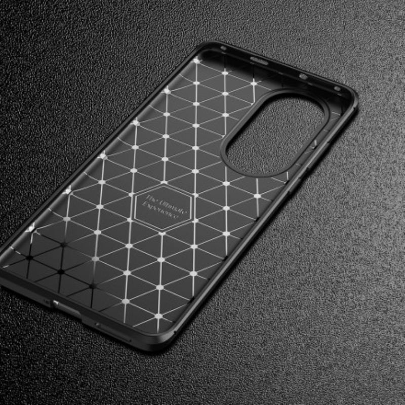 Capa Para Huawei P50 Textura Flexível De Fibra De Carbono