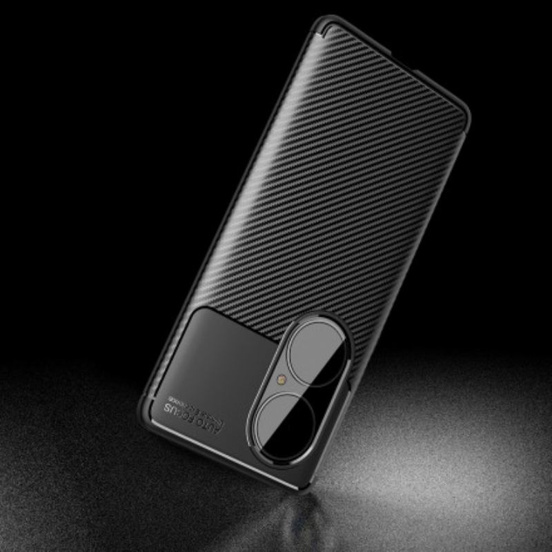 Capa Para Huawei P50 Textura Flexível De Fibra De Carbono