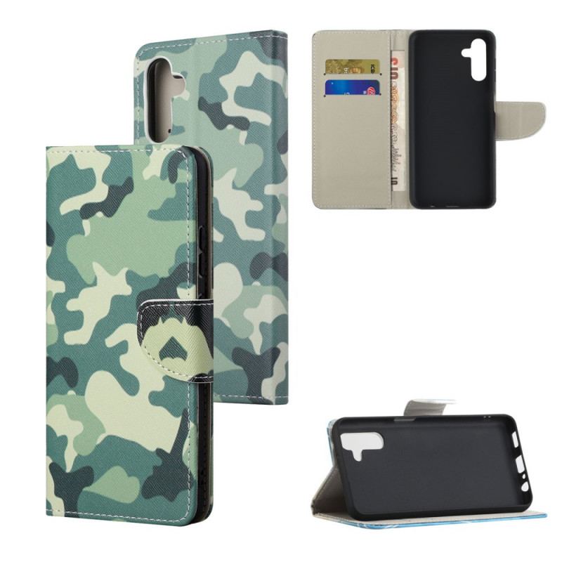 Capa De Couro Para Samsung Galaxy A13 5G / A04s Camuflagem Militar