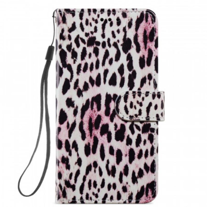 Capa De Couro Para Samsung Galaxy A13 5G / A04s Estampa De Leopardo