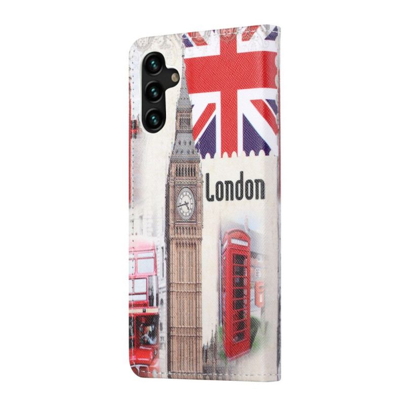 Capa De Couro Para Samsung Galaxy A13 5G / A04s Vida Em Londres