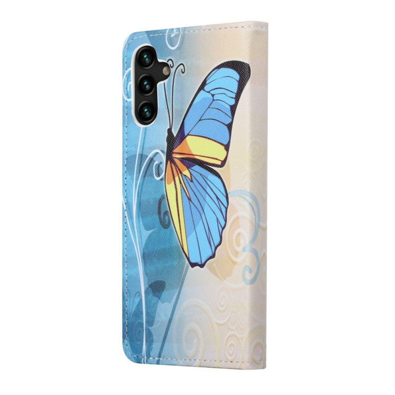 Capa Em Pele Para Samsung Galaxy A13 5G / A04s Borboletas Soberanas