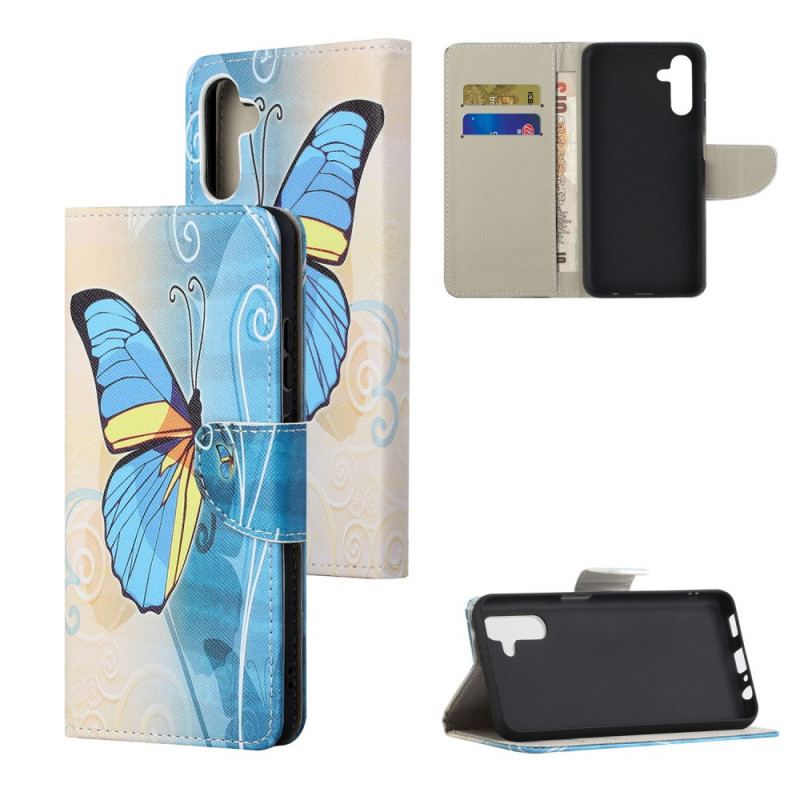 Capa Em Pele Para Samsung Galaxy A13 5G / A04s Borboletas Soberanas