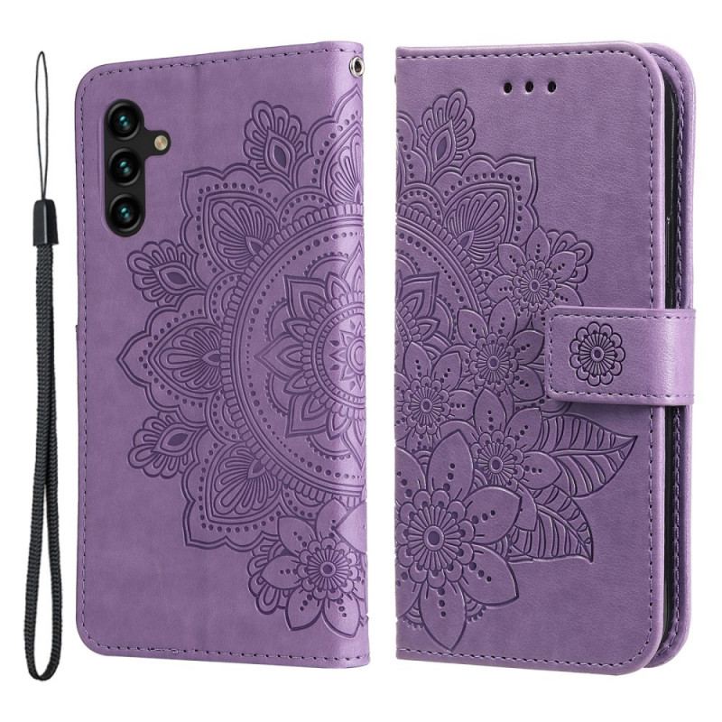 Capa Em Pele Para Samsung Galaxy A13 5G / A04s Flor Mandala