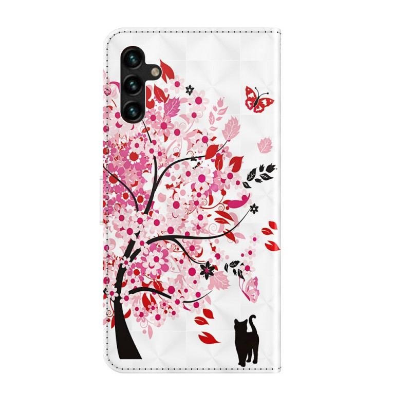 Capa Flip Para Samsung Galaxy A13 5G / A04s Árvore Rosa
