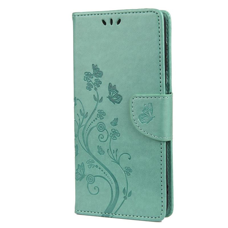 Capa Flip Para Samsung Galaxy A13 5G / A04s Borboletas E Flores